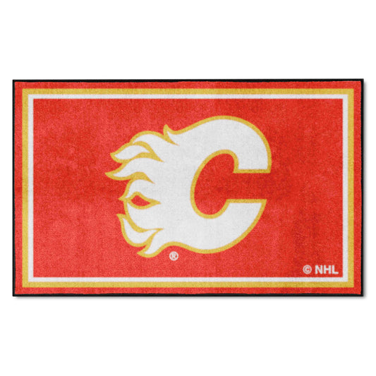 Calgary Flames 4ft. x 6ft. Plush Area Rug - Calgary Flames