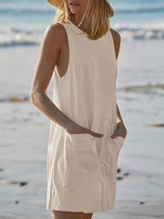 Round Neck Sleeveless Romper with Pockets Trendsi