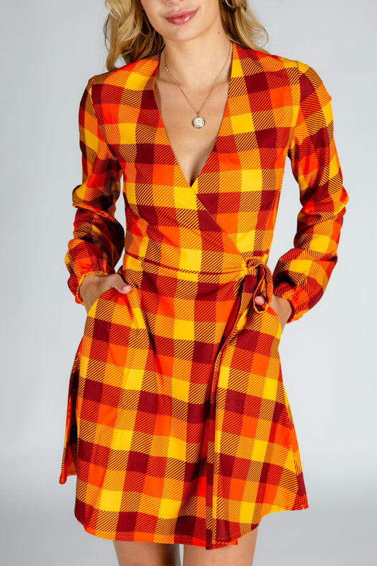 That 70s Dress | Thanksgiving Plaid Wrap Dress