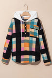 Drawstring Color Block Long Sleeve Hoodie - Trendsi