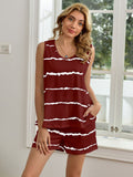 Striped Round Neck Tank and Shorts Lounge Set - Flyclothing LLC