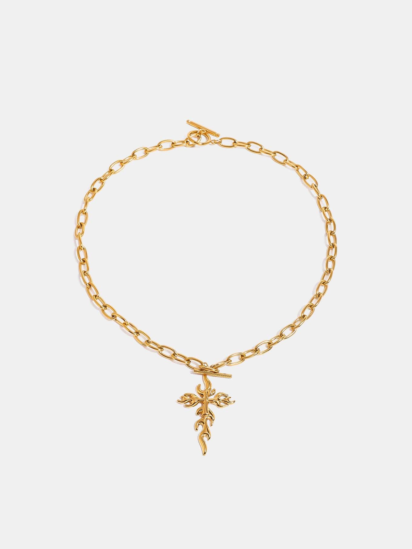 18K Gold-Plated Stainless Steel Cross Necklace - Trendsi