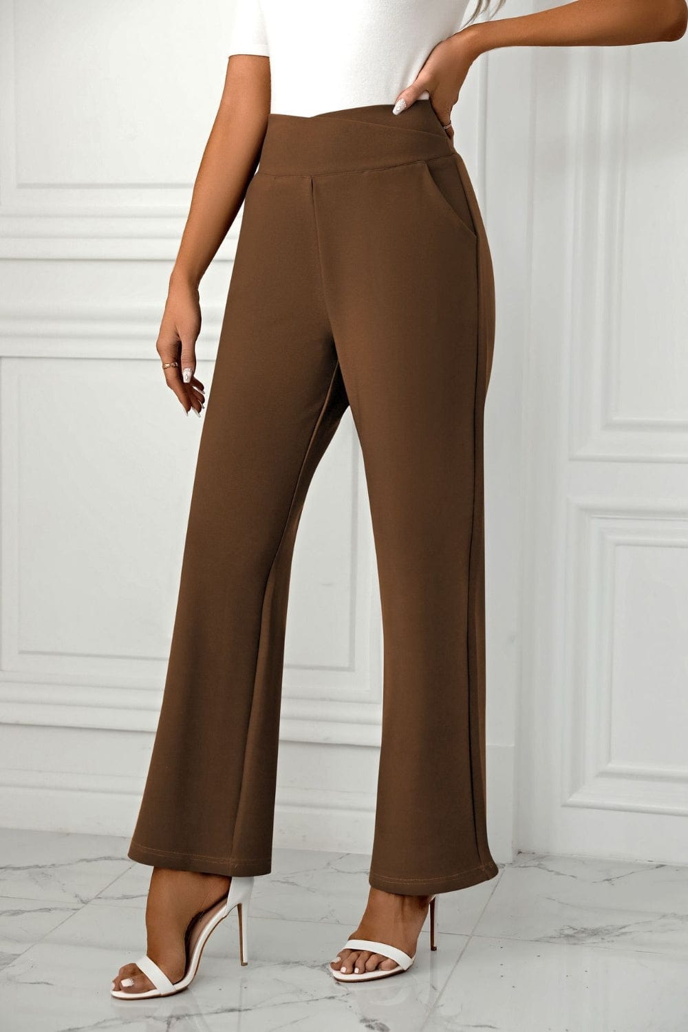 High Waist Straight Leg Pants - Trendsi