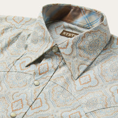 Stetson Aqua Paisley Print Western Shirt