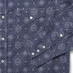 Stetson Blue Medallion Print Western Shirt