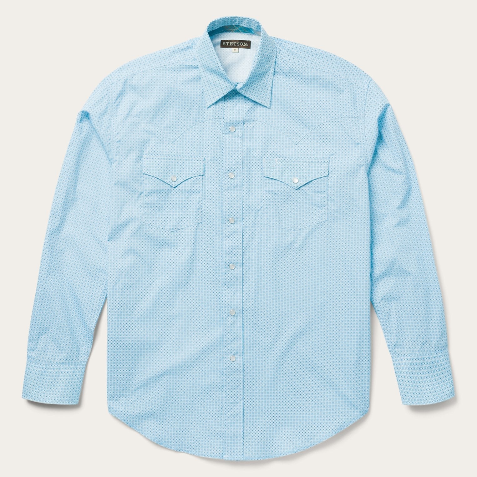 Stetson Blue Lattice Print Western Shirt