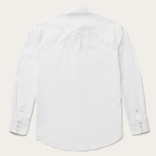 Stetson Classic Solid Snap Poplin Shirt In Optic White