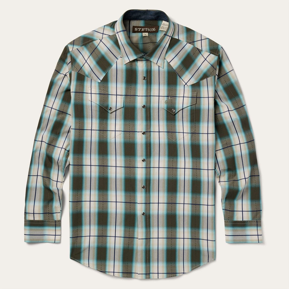 Stetson Olive Ombre Plaid Western Shirt - Stetson