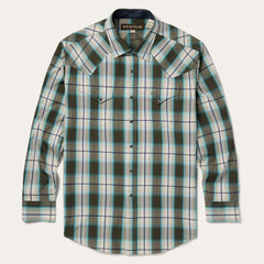 Stetson Olive Ombre Plaid Western Shirt