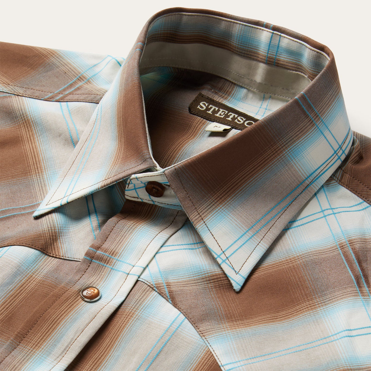 Stetson Sand Ombre Plaid Western Shirt