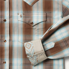 Stetson Sand Ombre Plaid Western Shirt