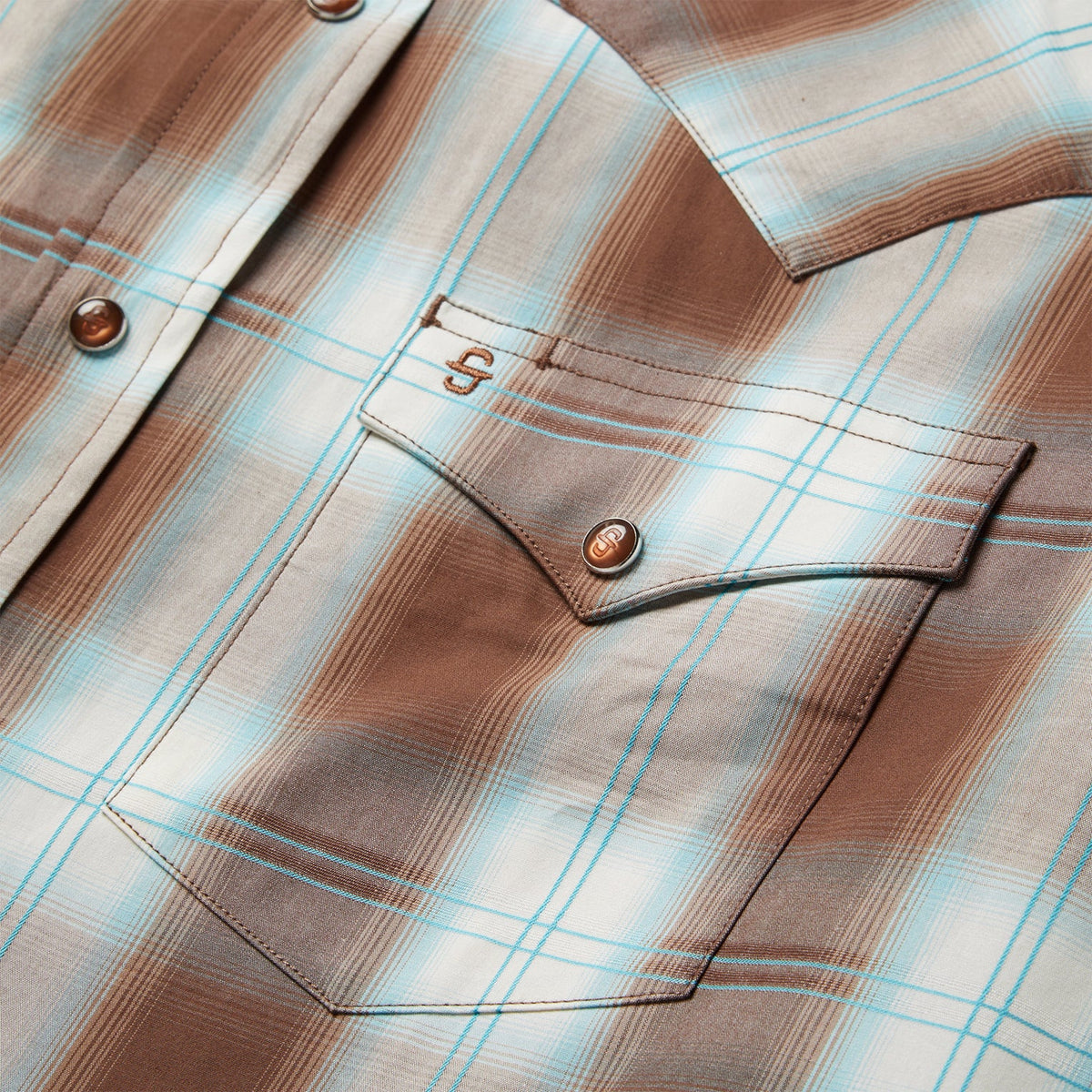 Stetson Sand Ombre Plaid Western Shirt