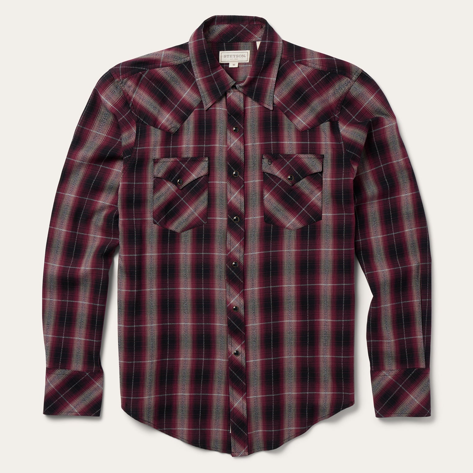 Stetson Red Marl Plaid Western Shirt