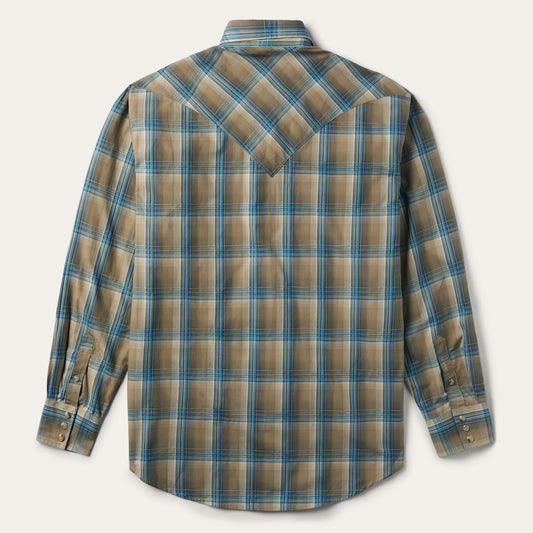 Stetson Khaki Ombre Plaid Shirt