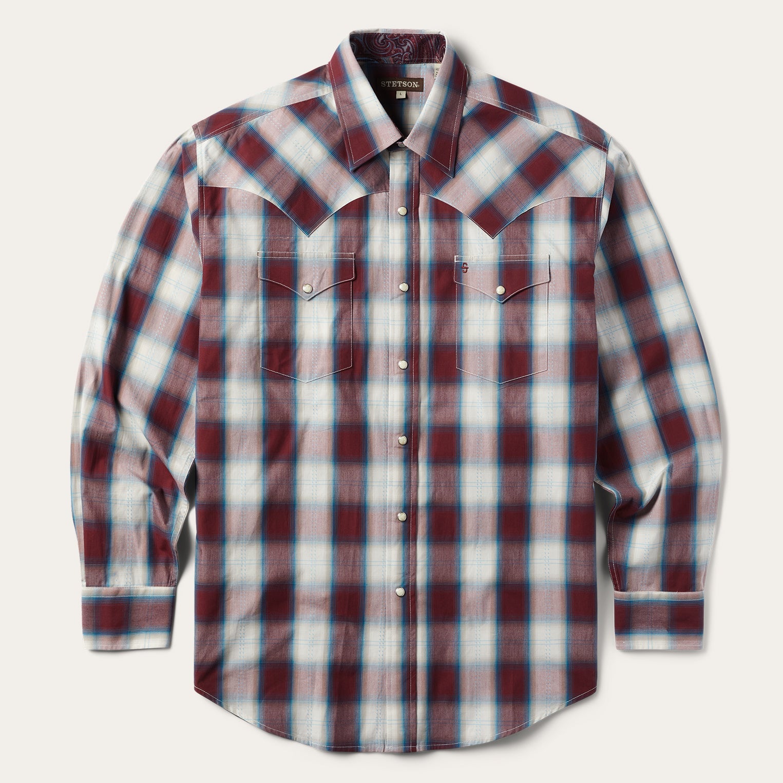 Stetson Wine Plaid Shirt