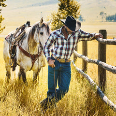 Camisa a cuadros color vino de Stetson