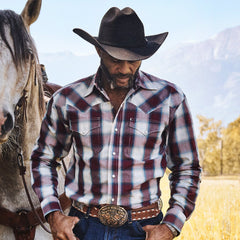 Camisa a cuadros color vino de Stetson