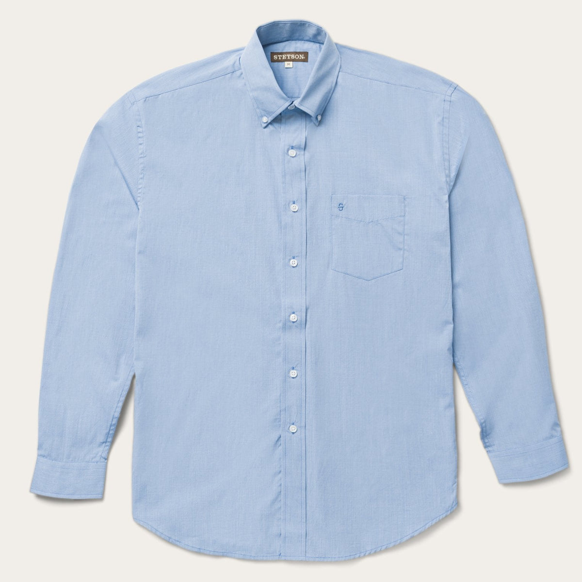 Stetson Blue Solid One-Pocket Snap-Front Shirt