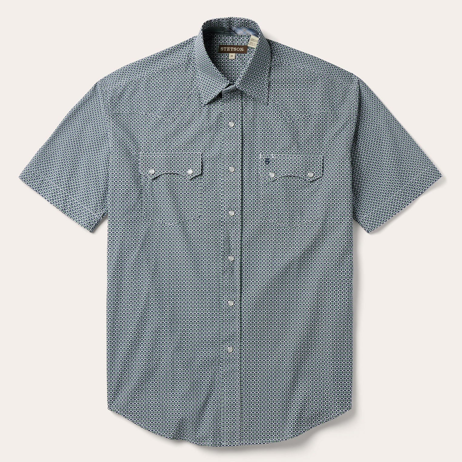 Stetson Circle Diamond Print Short Sleeve Western Shirt