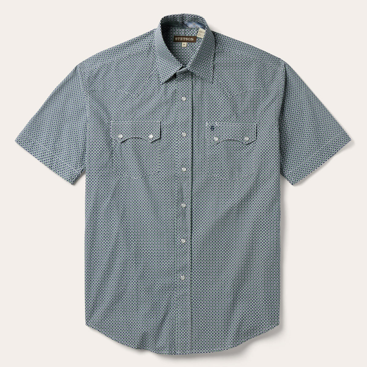 Stetson Circle Diamond Print Short Sleeve Western Shirt