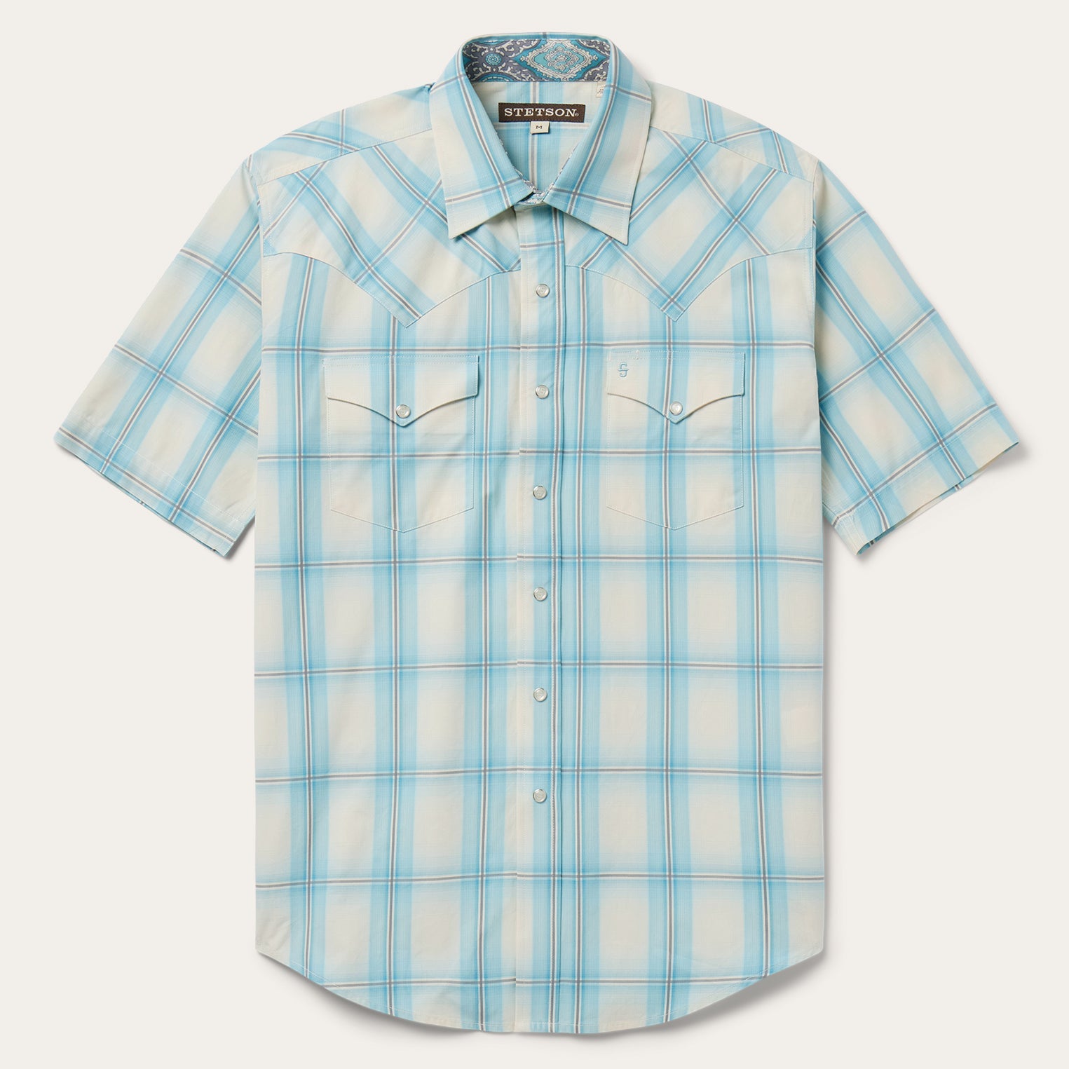 Stetson Ombre Plaid Short Sleeve Western Shirt