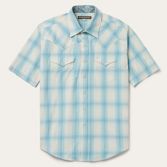 Stetson Ombre Plaid Short Sleeve Western Shirt