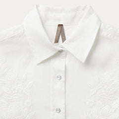 Camisa de lino blanca con bordado floral de Stetson