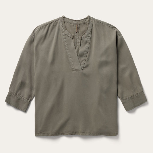 Stetson Olive Twill Peasant Blouse