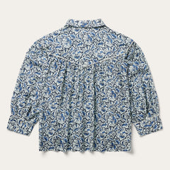 Stetson Indigo Tapestry Print Blouse