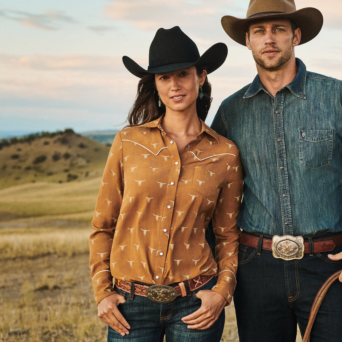 Stetson Mojave Longhorn Print Snap Western Shirt