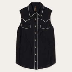 Stetson Black Sleeveless Western Shirt