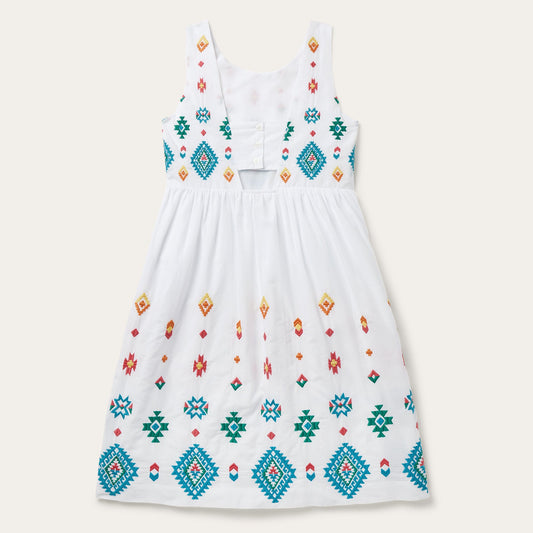 Stetson Bright Schiffli Embroidered White Cotton Lawn Dress