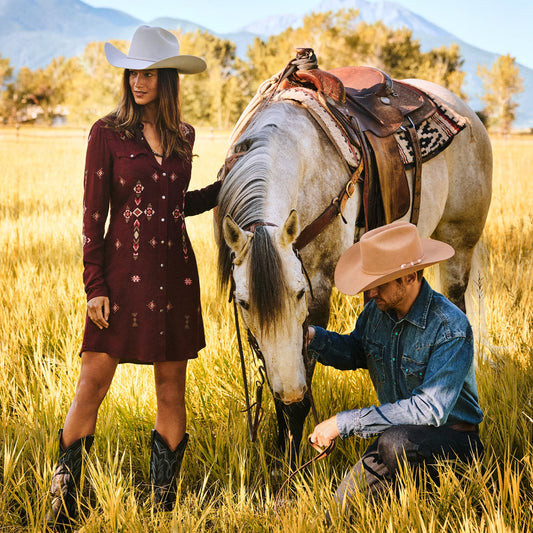 Vestido camisero bordado Stetson