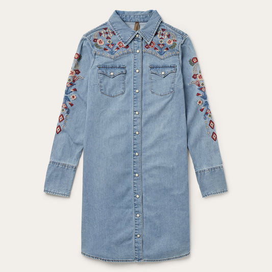 Stetson Embroidered Denim Shirt Dress