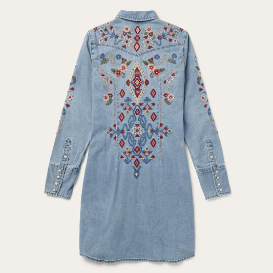 Stetson Embroidered Denim Shirt Dress