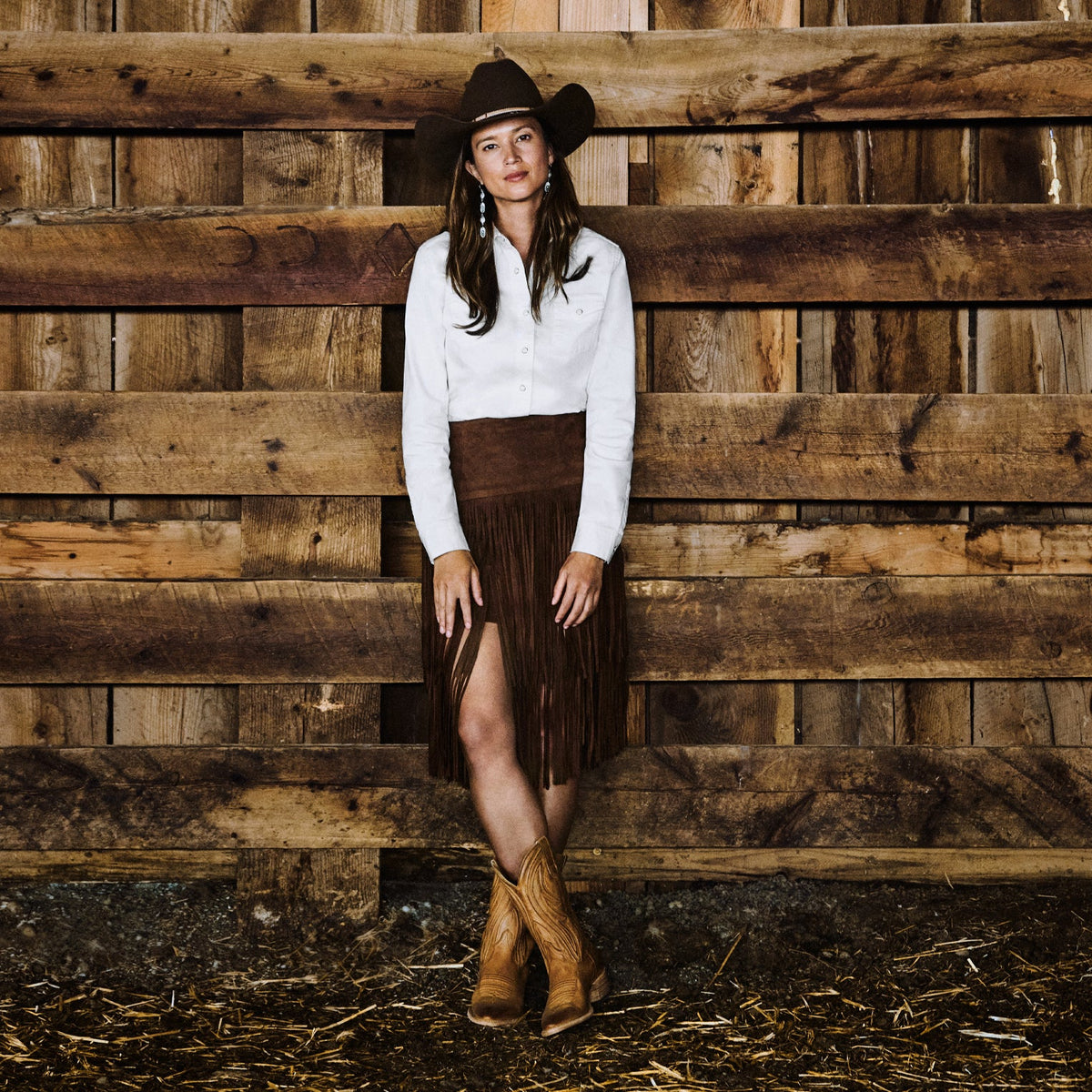 Falda de gamuza con flecos de Stetson