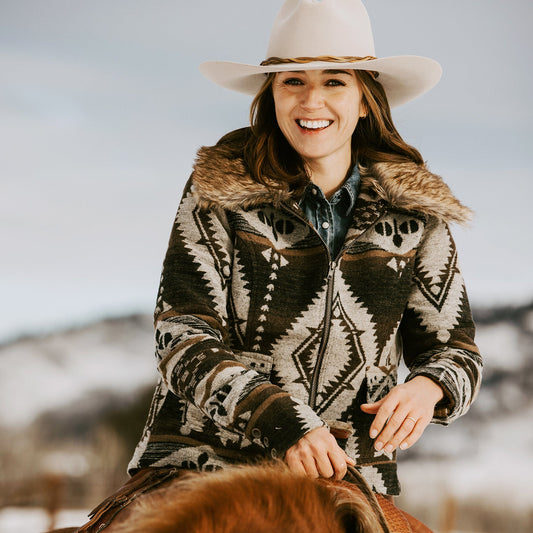 Chaqueta tipo manta estilo sudoeste marrón de Stetson