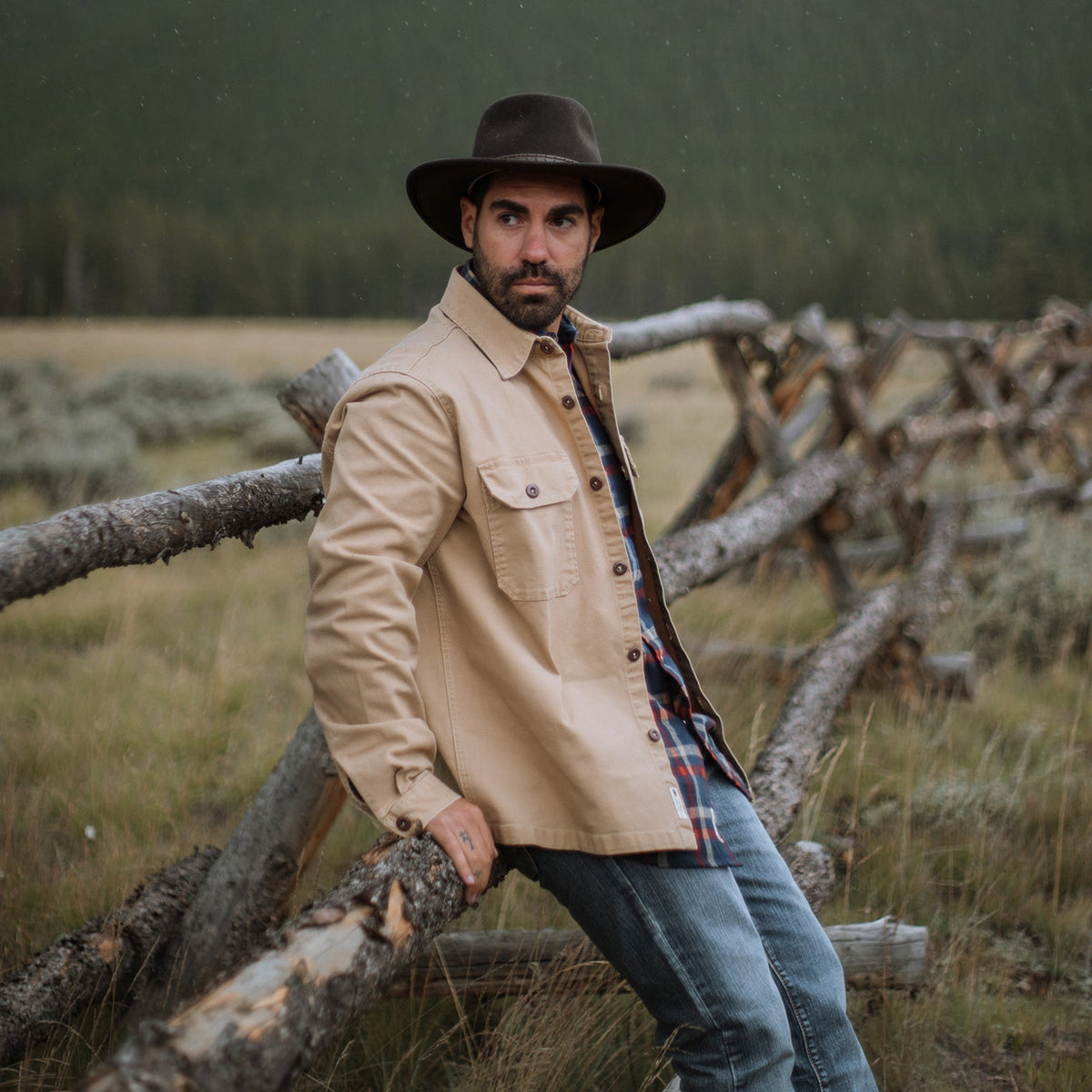 Stetson Camel Stretch Canvas Shirt Jacket