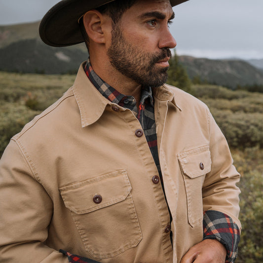 Chaqueta estilo camisa de lona elástica Stetson Camel