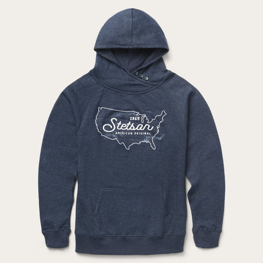 Stetson Navy Heather Fleece Knit Hooded Sweatshirt