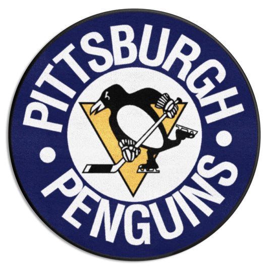 Pittsburgh Penguins Hockey Puck Rug - 27in. Diameter - Pittsburgh Penguins