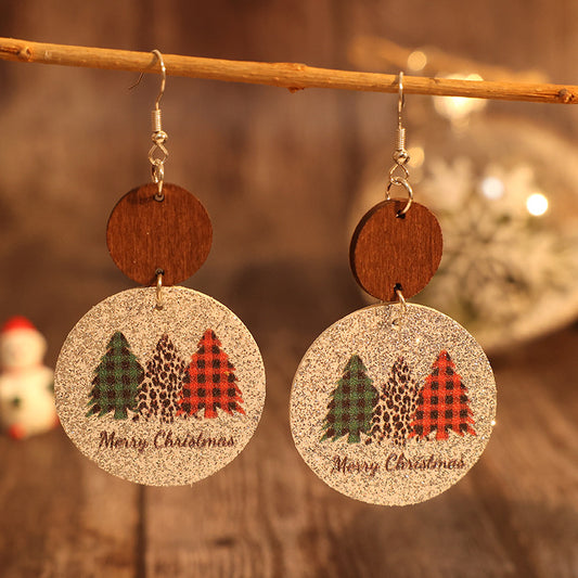 PU Leather Christmas Tree Earrings - Trendsi