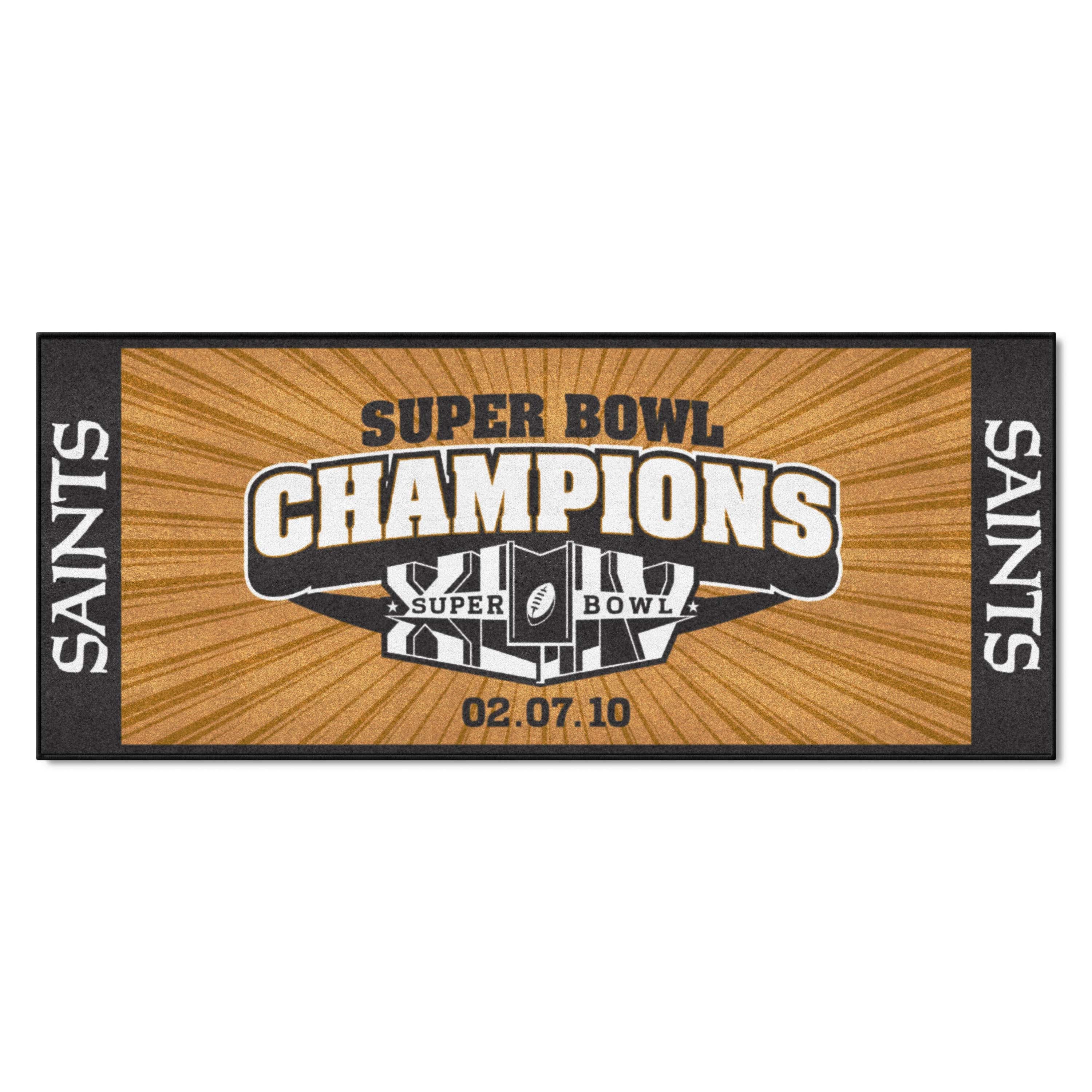 New Orleans Saints Field Runner Mat - 30in. x 72in., 2010 Super Bowl XLIV Champions