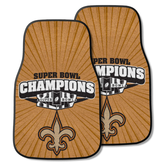 New Orleans Saints Front Carpet Car Mat Set - 2 Pieces, 2010 Super Bowl XLIV Champions