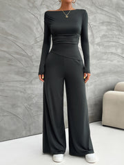 Long Sleeve Top and Wide Leg Pants Set