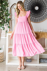 Reborn J Ruffled Sleeveless Tiered Midi Dress - Flyclothing LLC