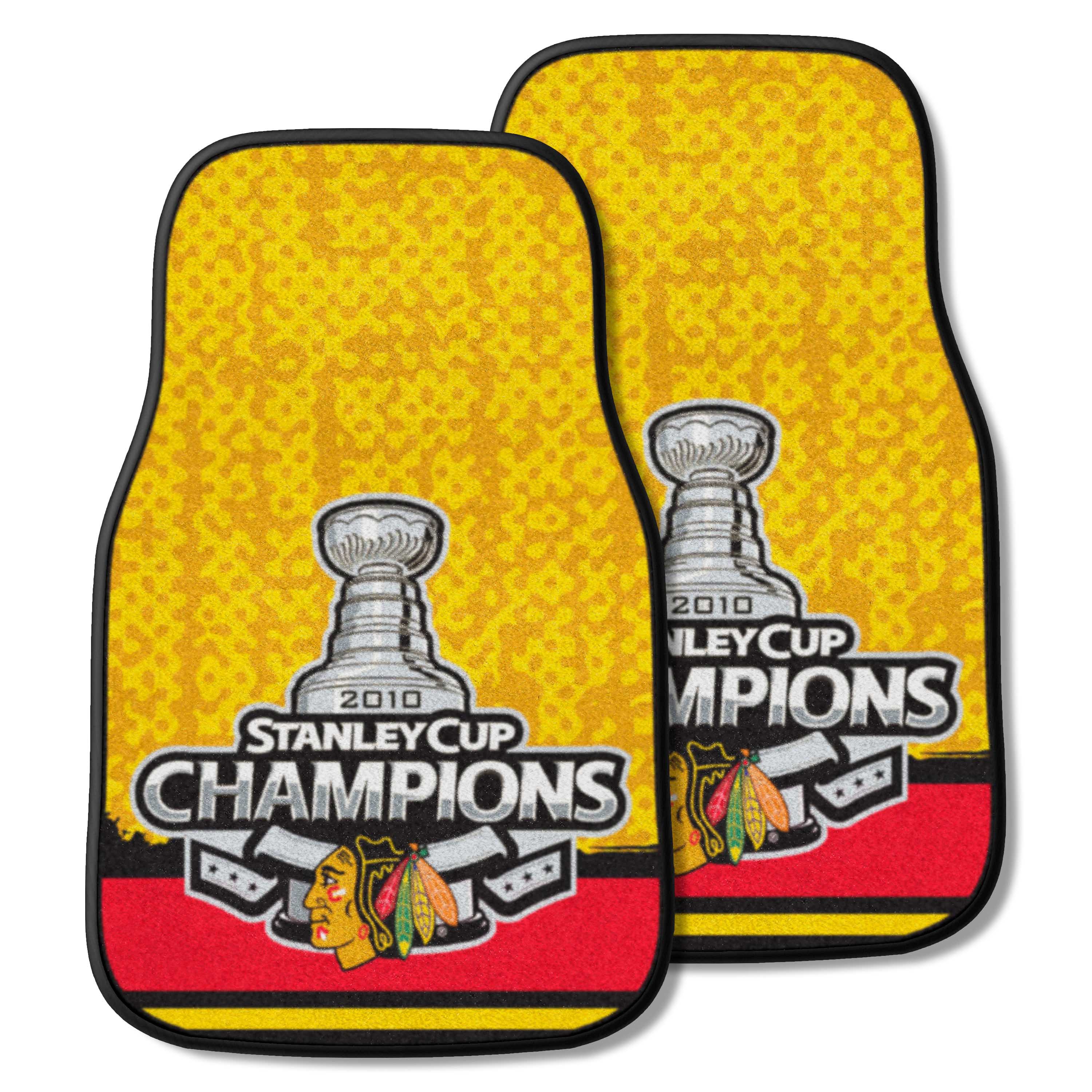 Chicago Blackhawks Front Carpet Car Mat Set - 2 Pieces, 2010 NHL Stanley Cup Champions - Chicago Blackhawks