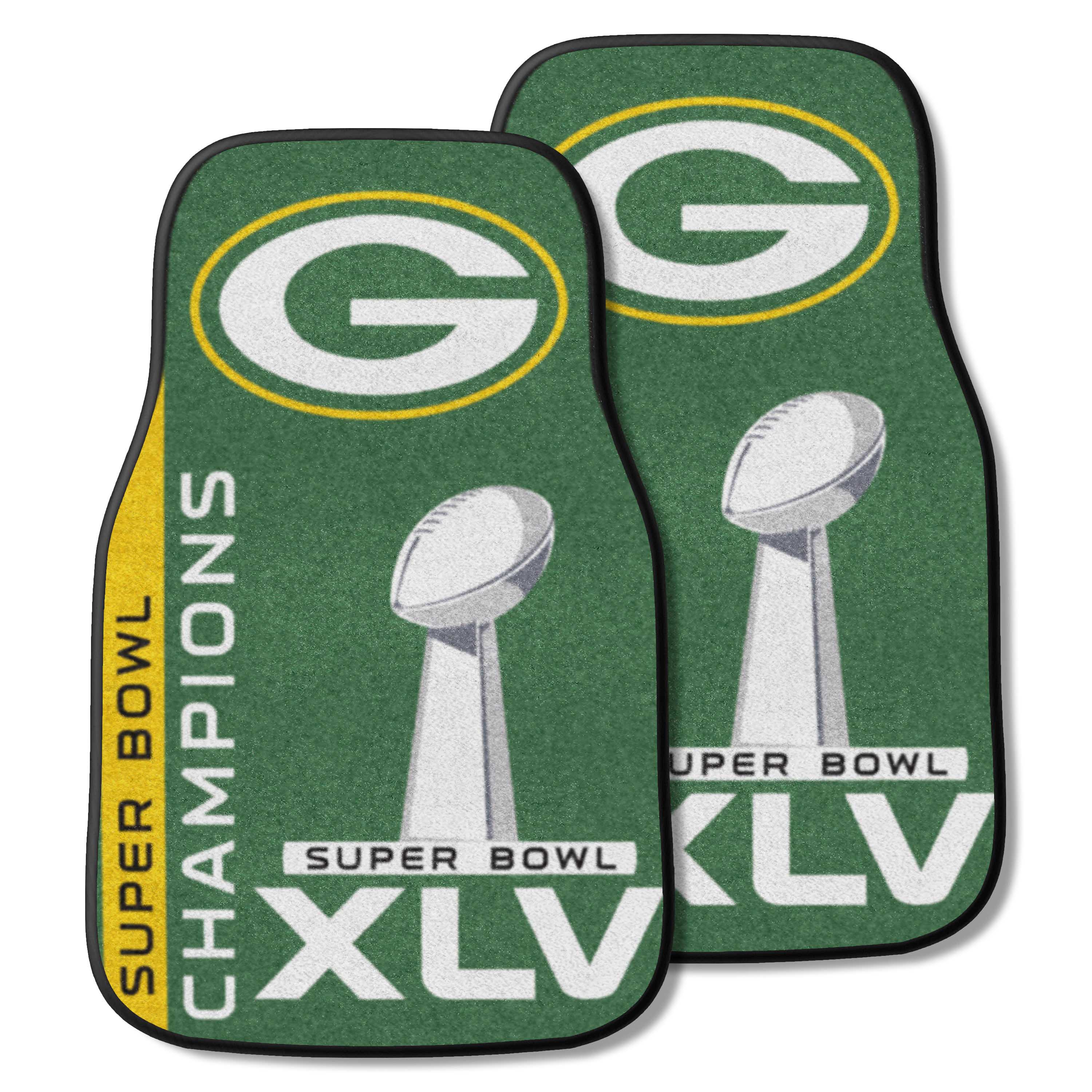 Green Bay Packers Front Carpet Car Mat Set - 2 Pieces, 2011 Super Bowl XLV Champions