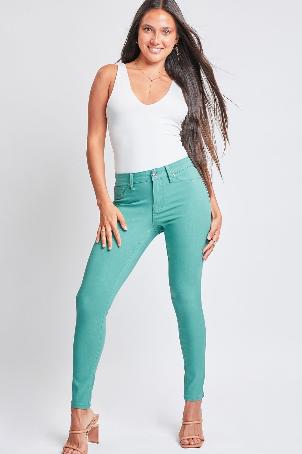 YMI Jeanswear Full Size Hyperstretch Mid-Rise Skinny Pants - Flyclothing LLC