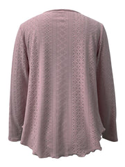 Eyelet Long Sleeve Blouse - Trendsi